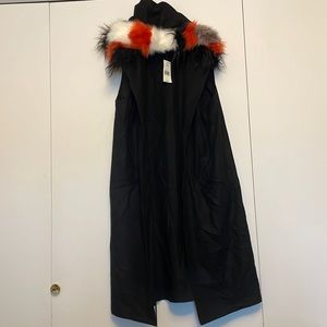 Steve Madden long wool vest with faux fur
